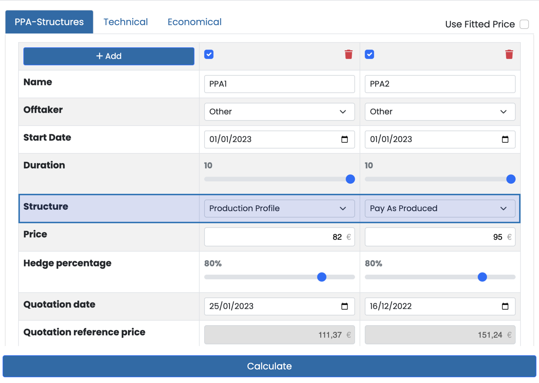 PPA Evaluation Tool structure input