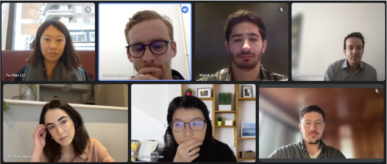 Screenshot of a virtual meeting between the ESCP students and the Synertics team