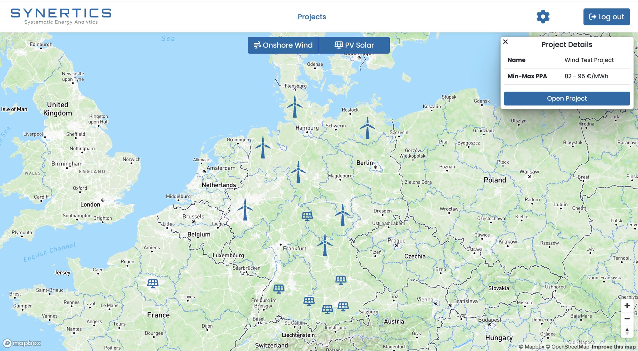 Map of Germany featuring renewable energy sources data points