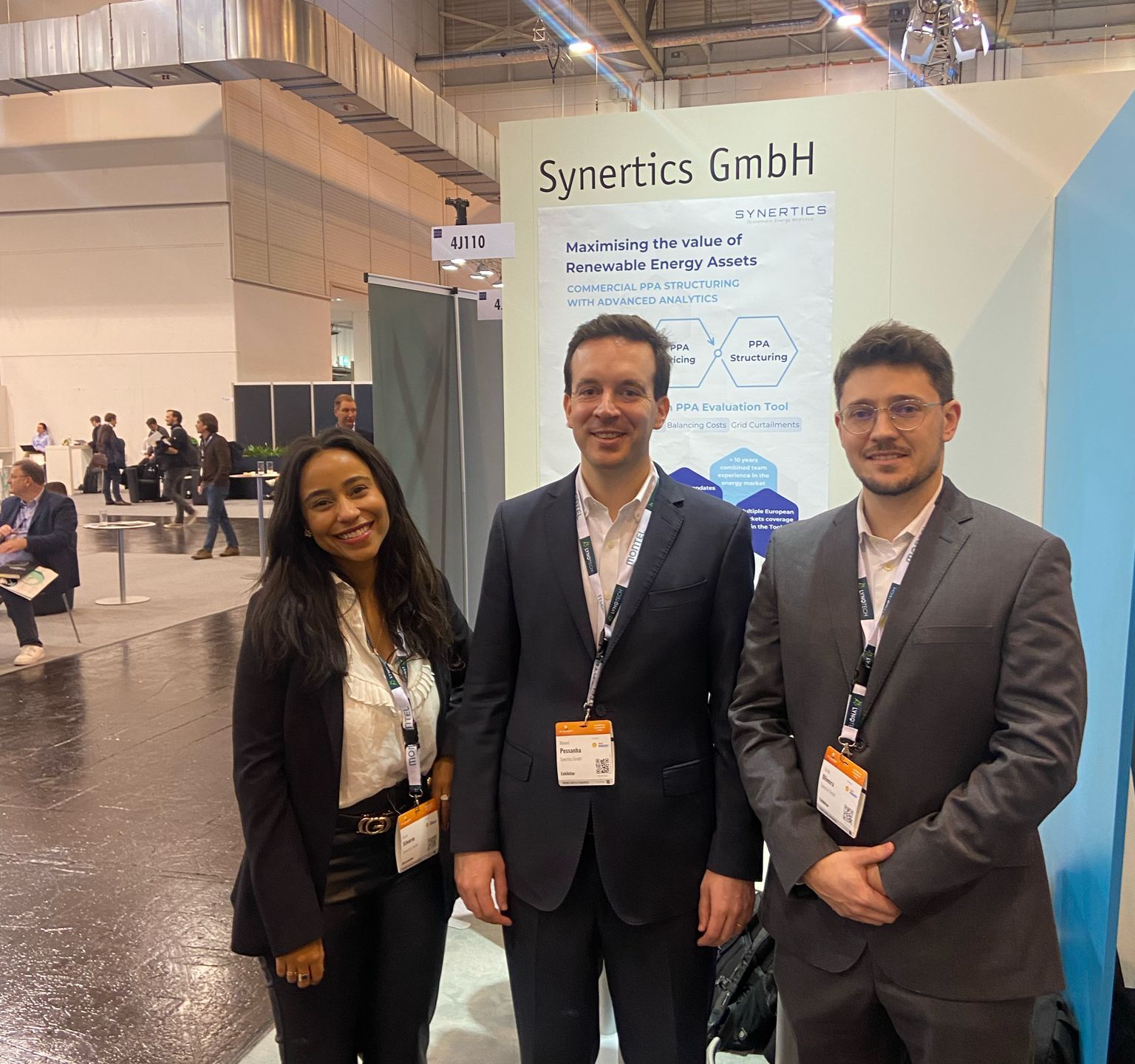 Synertics booth and team at E-World 2024