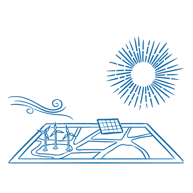 Renewable site with wind and solar